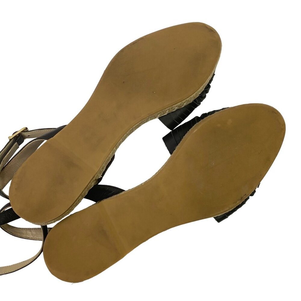 Club Monaco Black Espadrille Sandals Boho Ankle Strap Made in Spain Size 39 - Picture 10 of 13